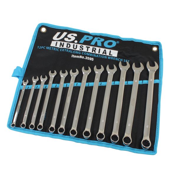 12PC METRIC EXTRA LONG COMBINATION WRENCH SET 8-19MM