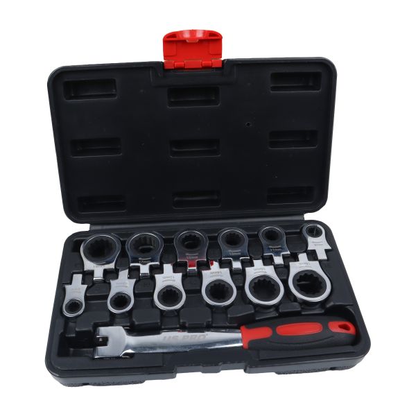 13PC GEAR RATCHET WRENCH SET - INTERCHANGEABLE FLEXI HEADS